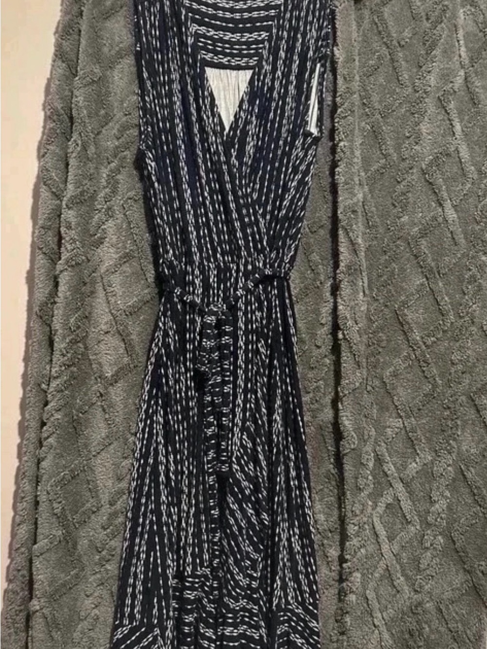 Loveappella Black and White Striped Maxi Dress